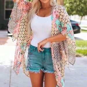 SHEIN Multicolor Floral Kimono Blouse